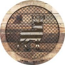 Corrugated Deer on Wood Novelty Metal Mini Circle Magnet CM-1049 - £10.32 GBP