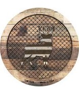 Corrugated Deer on Wood Novelty Metal Mini Circle Magnet CM-1049 - $242.75 MXN