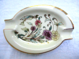 Zsolnay Hungary Hand Painted Personal Ash Tray Gilded Colorful Cornflowers - $18.99