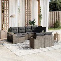 Outdoor Garden Patio Large 10 Piece Grey Poly Rattan Furniture Lounge So... - $912.94
