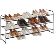 Freestanding Shoe Racks, 3 Tiers Stackable &amp; Adjustable Shoe Storage Shelf, Extr - £39.95 GBP
