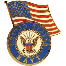 U.S. Navy Logo with American Flag Pin 1 1/4&quot; - £6.86 GBP