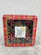 Christmas Holiday Cookie Candy Tin Storage Container Mistletoe 7” X 7” - $10.38