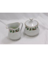 China Pearl Noel Cream Pitcher and Sugar Bowl + Lid  Black Stamp Christm... - $21.55