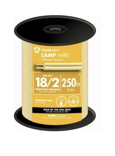 Southwire 18/2 Clear Gold Stranded SPT-1 Lamp Wire Flexible Cord 2 x 250... - $77.60