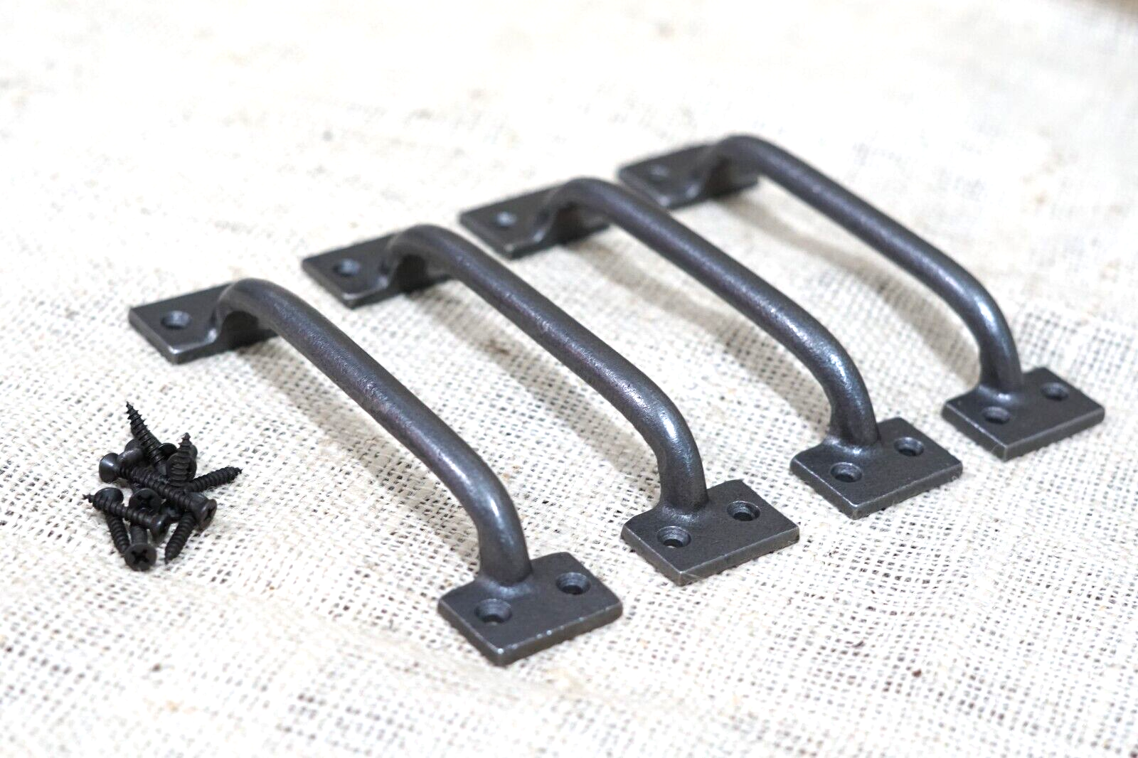 4 Drawer Pulls Nickel Iron Finish Cabinet Handles Grasp Door 6&quot;  Kitchen... - $14.99