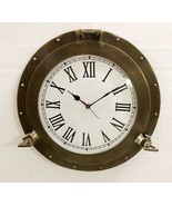 Antique Marine 20&quot; Brass Ship Porthole Clock Nautical Wall Clock Home Decor - £109.14 GBP