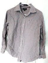 Izod Mens Dress Shirt Button Down Collar Pocket Plaid L 14/16 Cotton Red Black - £7.17 GBP