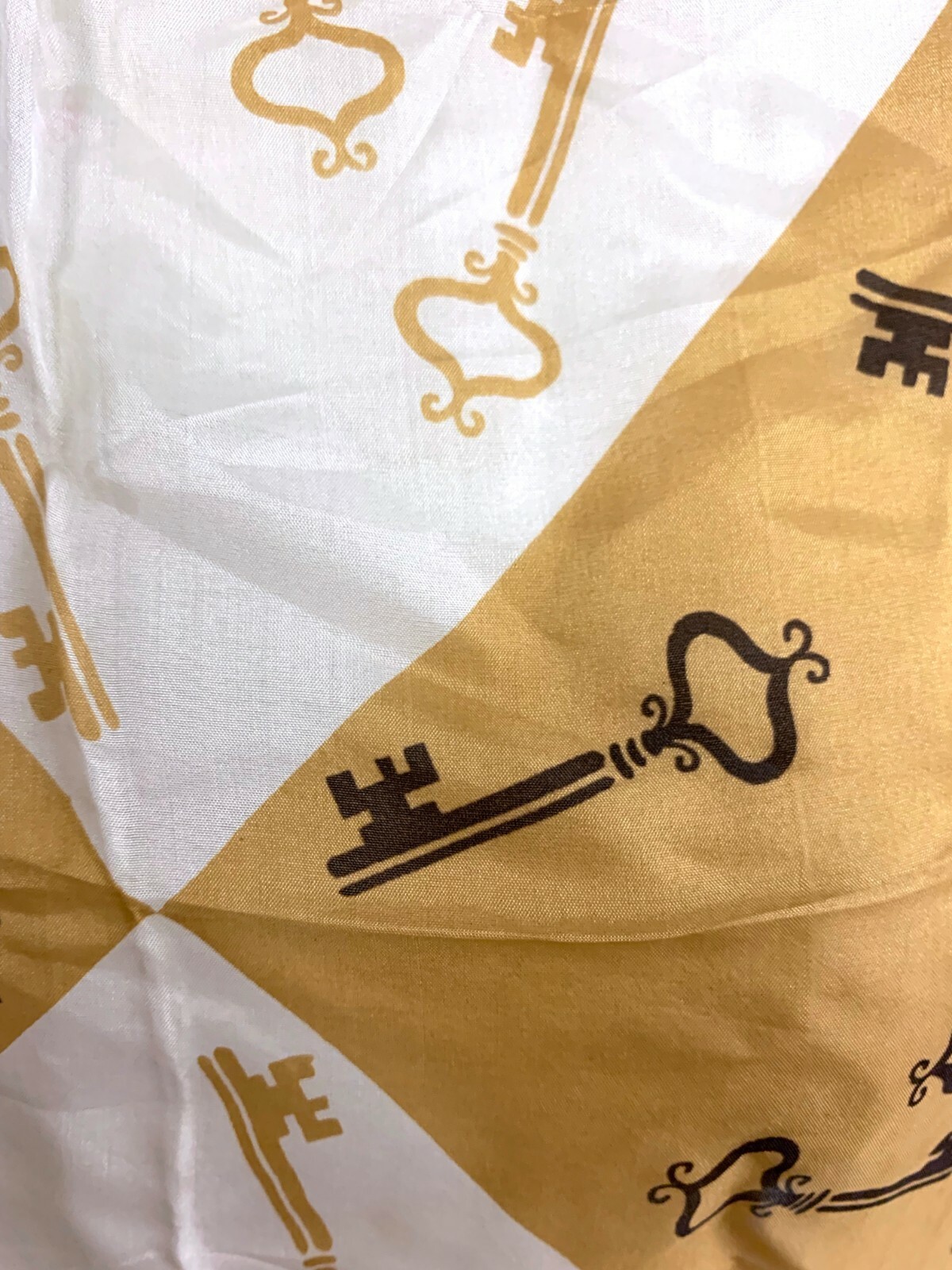 60s Vintage Chief Value Silk Scarf Skeleton Key Print Hand Rolled Edges 23" SQ Item image 2