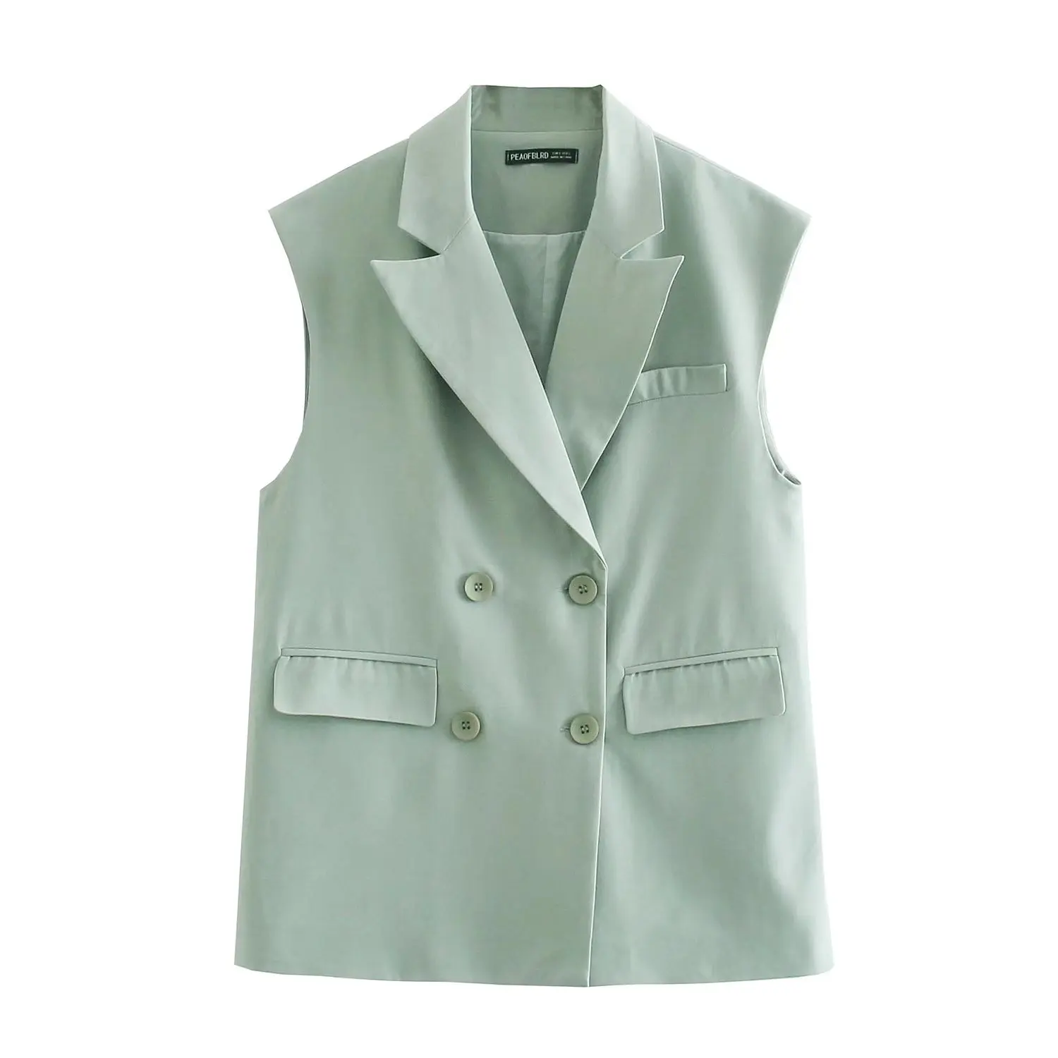Zevity Women  Solid Double Breasted Sleeveless Vest Blazer Coat Office Lady Chic - £128.25 GBP