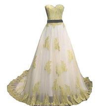 Gothic Champagne Lace Long A Line Sweetheart White Prom Dress Wedding Gown US 2 - £126.59 GBP