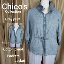 Chico&#39;s Size 3 Shades Of Gray Zip , Pockets Jacket - £11.77 GBP