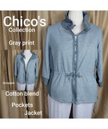 Chico&#39;s Size 3 Shades Of Gray Zip , Pockets Jacket - £11.84 GBP