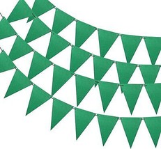 44 Ft Green Party Decorations Hanging Glitter Paper Triangle Flag DIY Ba... - £23.55 GBP