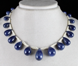 Natural Unheated Blue Sapphire Teardrop Pearl Beaded 420 Ct Gemstone Necklace - £35,691.24 GBP