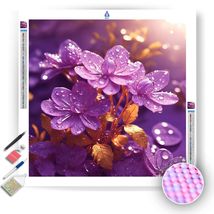 Dew-Kissed Purple Flowers - Diamond Painting Kit - £11.91 GBP+