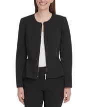 DKNY Womens Zippered Suit Separate Peplum Jacket, Black, Size 8 - £45.62 GBP