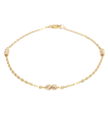22ct Gold Beaded Bracelet Six Diamond Cut Beads Cable Chain 7 Inches 2.9... - €434,06 EUR