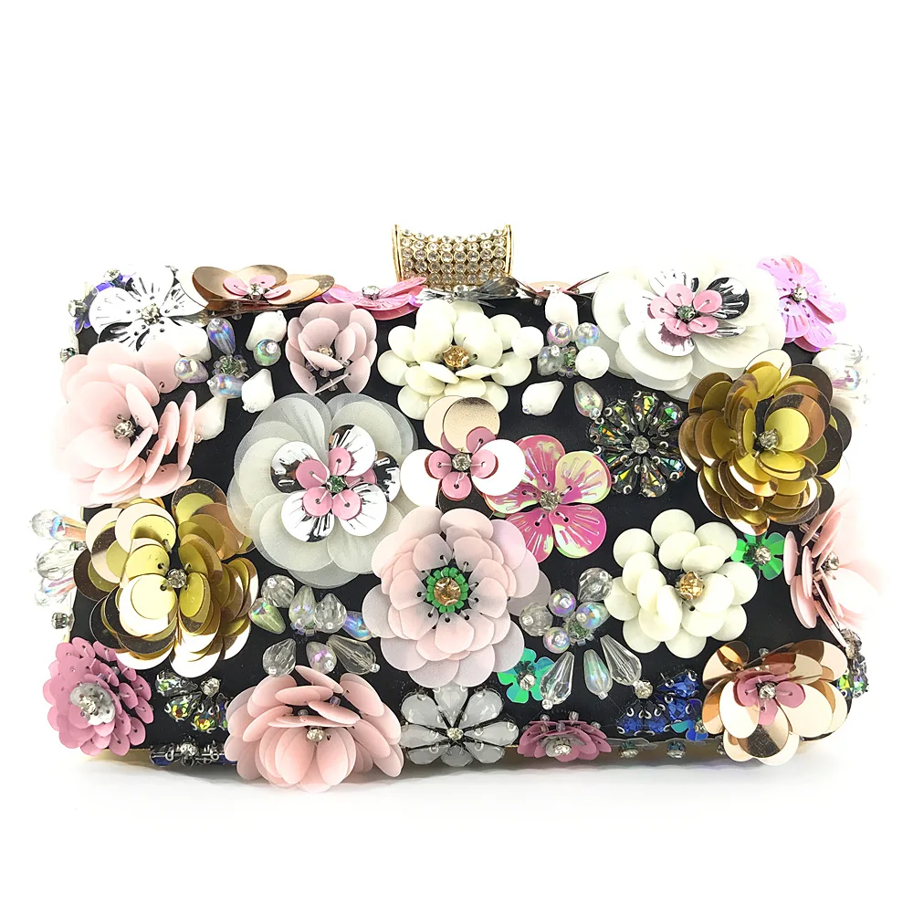 Boutique De FGG Elegant Women Flower Clutch Evening Bags Wedding Purses Bridal H - $175.37