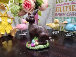 EASTER FAUX CHOCOLATE BUNNY RABBIT  STATUE FIGURINE TIER TRAY DECOR 5&quot; - $19.99