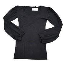 Royalty Shirt Womens L Black Balloon Long Sleeve Scoop Neck Stretch Casual Tee - $24.75