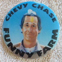 Vintage 1988 Chevy Chase Funny Farm Movie Promo Pin Pinback Warner Bros Button - £7.58 GBP