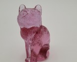 Very Rare Vintage Mosser Glass Cranberry Ice Lilac Cat Kitty Figurine - $148.49