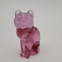 Very Rare Vintage Mosser Glass Cranberry Ice Lilac Cat Kitty Figurine - £116.09 GBP