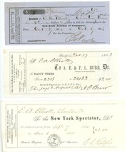3 early advertising invoices newspapers 1863 New York Jr Spectator Daily... - €12,24 EUR