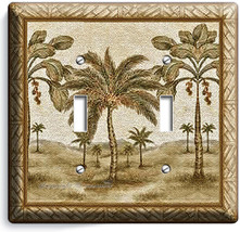 Exotic Vintage Tropical Coconut Palm Tree 2GANG Light Switch Wall Plate Room Art - £12.78 GBP