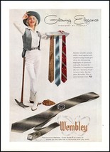 1950s Wembley &quot;Lustrous Look&quot; Men&#39;s Ties PRINT AD Glowing Elegance BX3 - $7.59