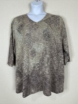 Catherines Womens Plus Size 2X Metallic Mosaic Knit V-neck Top 3/4 Sleeve - £13.49 GBP