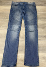 True Religion Rocco Relaxed Skinny Moto Denim Blue Jeans 33 MSRP $199 - £29.56 GBP