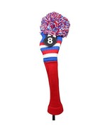 Majek Golf Red White Blue #8 Hybrid Golf Pom Pom Knit Rescue Utility Clu... - £14.02 GBP