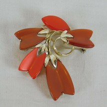 Lisner Fall Colors Moonglow Thermoset Tulip Brooch Pin Vtg Gold Tone Signed FLAW - £23.20 GBP