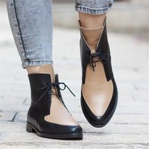 New Fashion Women Winter Boots Woman Shoes  Lace-Up Chelsea Boots Pointed Toe Sp - £36.75 GBP
