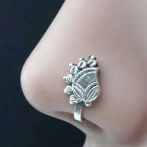 Handmade Indian daisy clip on nose rings stud, Pure 925 Sterling Silver Mothers - £8.47 GBP