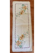 Vintage hand Embroidered Table Runner 15”x40” #28b - £12.95 GBP