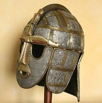 18GA Medieval Warrior Sutton Hoo Helmet Warrior Viking Vendel Helmet LARP SCA - £291.74 GBP
