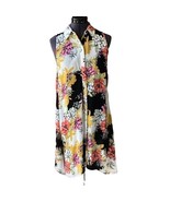 Cupio Long Floral Multicolor Blouse Tunic Sleeveless Sz. S - €25,34 EUR