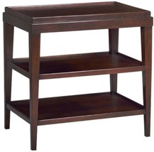 Side Table Lipped Top Hand-Rubbed Chocolate Dark Brown Acacia Wood 2-Shelves - £1,043.26 GBP