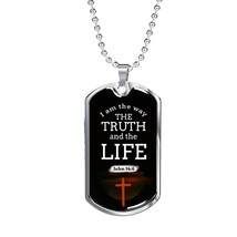 Christian Jesus Is The Way Necklace Stainless Steel or 18k Gold Dog Tag 24&quot; Cha - £37.92 GBP+