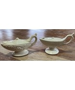 Vintage MCM White Genie Lamp Candle Incense Holder Ceramic Aladdin Pair - $18.50