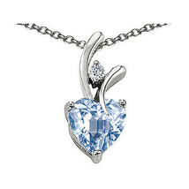 7MM Or 9MM Heart Shape Aquamarine Pendant Solid 14K Yellow Or White Gold Setting - $30.19