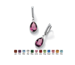 PEAR CUT SIMULATED BIRTHSTONE DROP EARRINGS STERLING SILVER OCTOBER TOUR... - £78.95 GBP