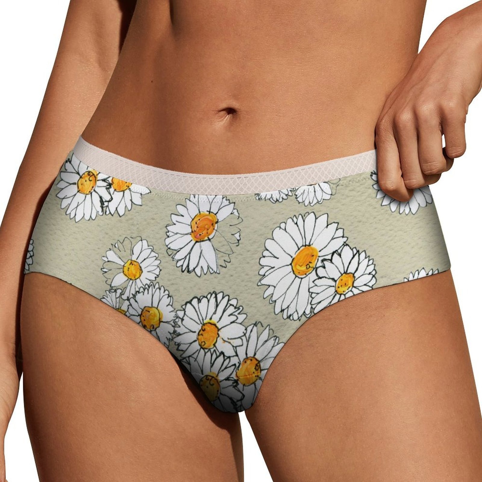 Floral Daisy Panties for Women Lace Briefs Soft Ladies Hipster Underwear