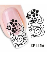 Nail Art Water Transfer Sticker Decal Stickers Pretty Flowers White Blac... - $3.09