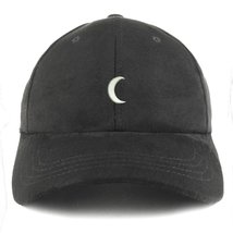 Trendy Apparel Shop Crescent Moon Embroidered Faux Suede Leather Adjustable Cap  - £15.73 GBP