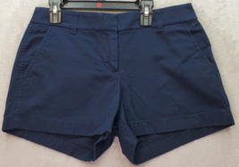 J.CREW Shorts Womens Size 2 Navy Solid 100% Cotton Flat Front Slash Pockets - £16.24 GBP