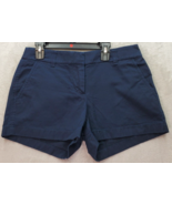 J.CREW Shorts Womens Size 2 Navy Solid 100% Cotton Flat Front Slash Pockets - £16.01 GBP